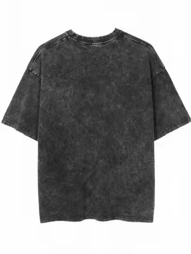 2025 Washed Vintage T-Shirts Street Hip Hop Retro Punk T Shirt women Harajuku Casual Cotton Short Sleeve Acid Wash TShirts top - Avero