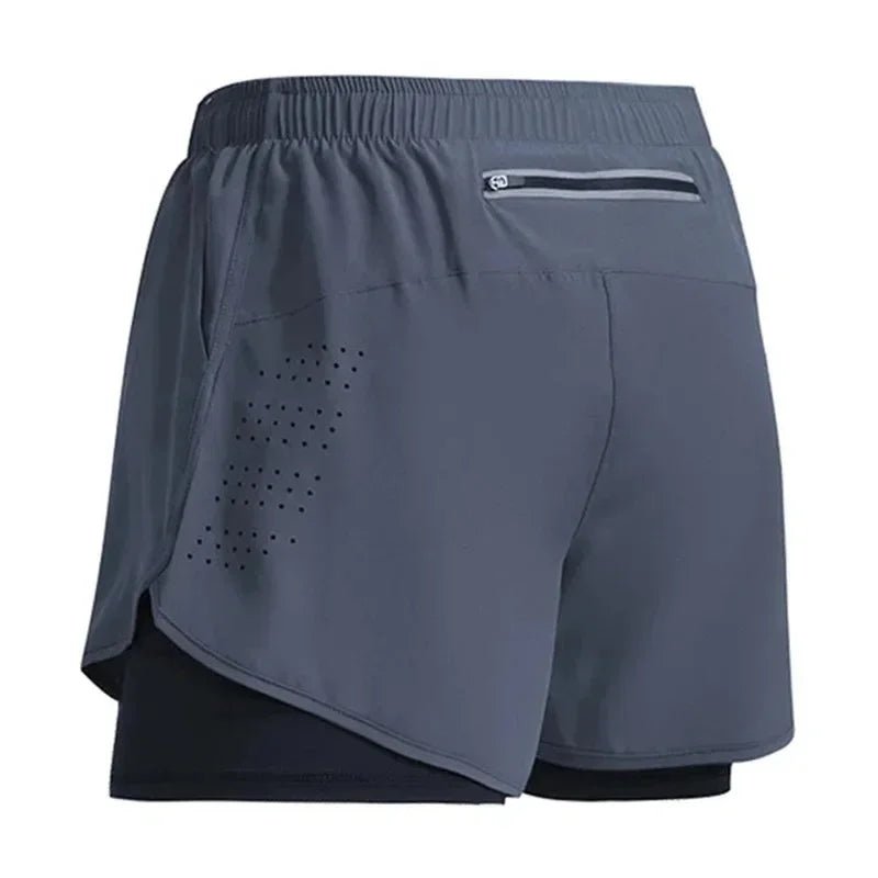 2025New Men's Fitness Training Shorts Summer 2 In 1 Quick Dry Gym Beach Running Double - deck Shorts Outdoor Sportswear Men shorts - Avero