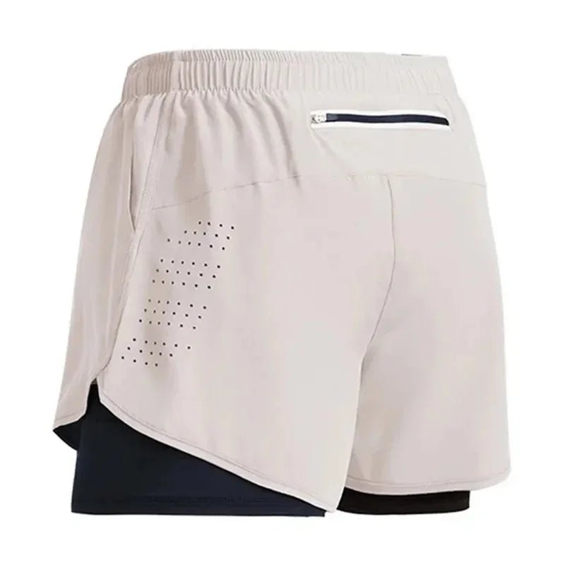 2025New Men's Fitness Training Shorts Summer 2 In 1 Quick Dry Gym Beach Running Double - deck Shorts Outdoor Sportswear Men shorts - Avero