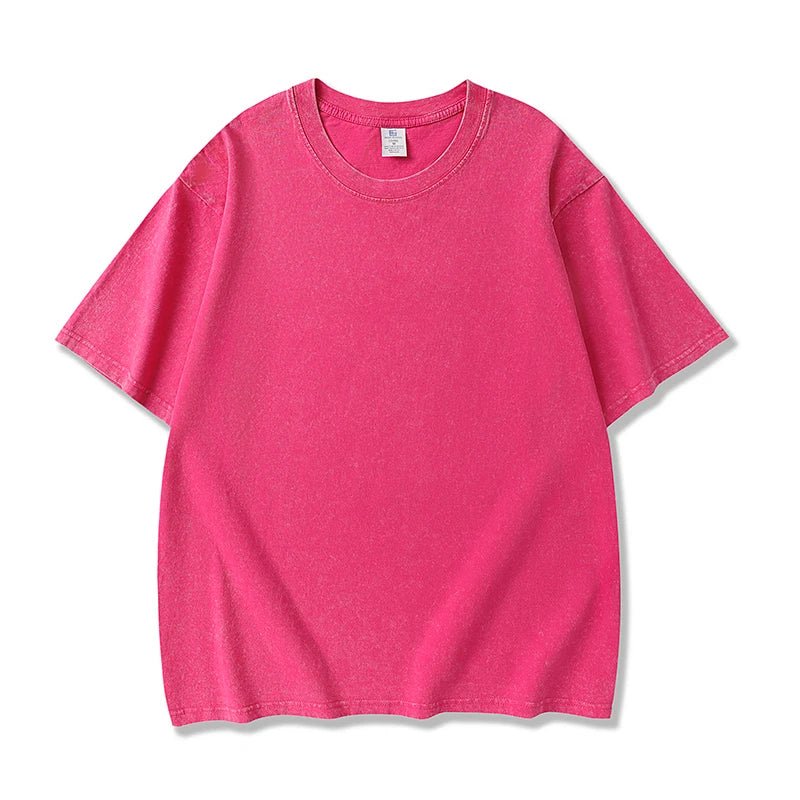 250gsm Men's Washed Vintage T-Shirts Street Hip Hop Retro Punk T Shirt Women Harajuku Casual Cotton Short Sleeve Acid Wash Tops - Avero
