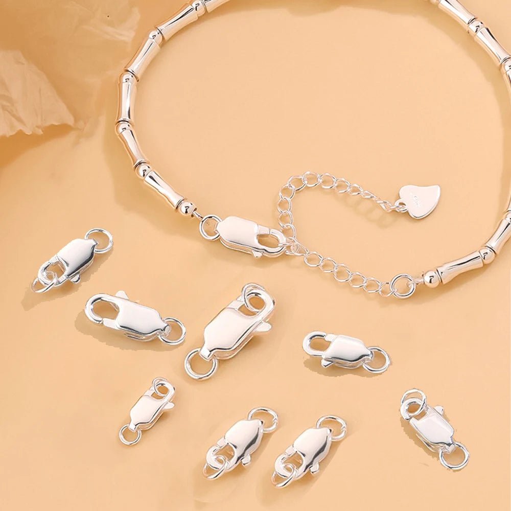 2Sets 925 Sterling Silver Spring Lobster Clasps Hooks Claw with Jump Rings for Jewelry Making Findings Making Accessories - Avero