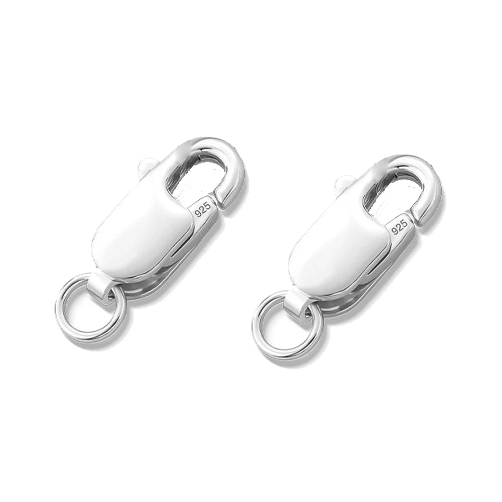2Sets 925 Sterling Silver Spring Lobster Clasps Hooks Claw with Jump Rings for Jewelry Making Findings Making Accessories - Avero