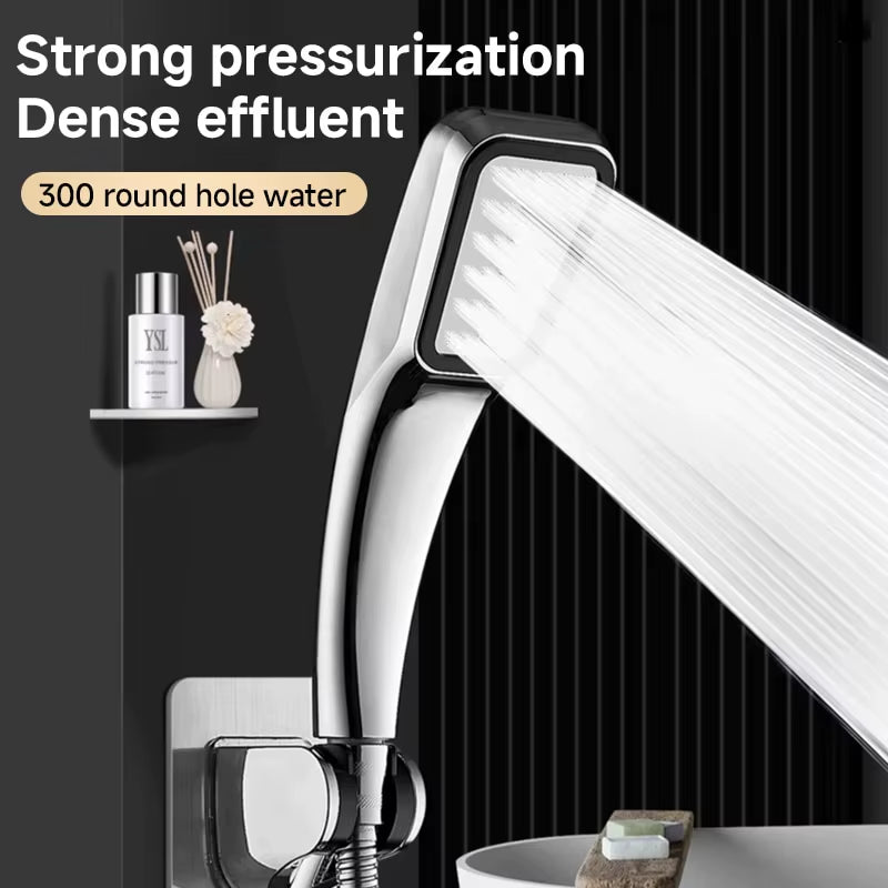300 Holes Pressurized Square Showerhead - Water - Saving Handheld Rainfall Spray for Ultimate Bathroom Luxury - Avero