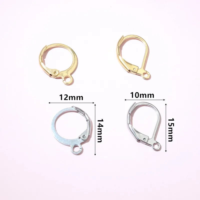 30pcs 14x12mm 15x10mm No Fade Stainless Steel French Lever Earring Hooks Clips DIY Earwire Earrings Jewelry Findings Accessories - Avero