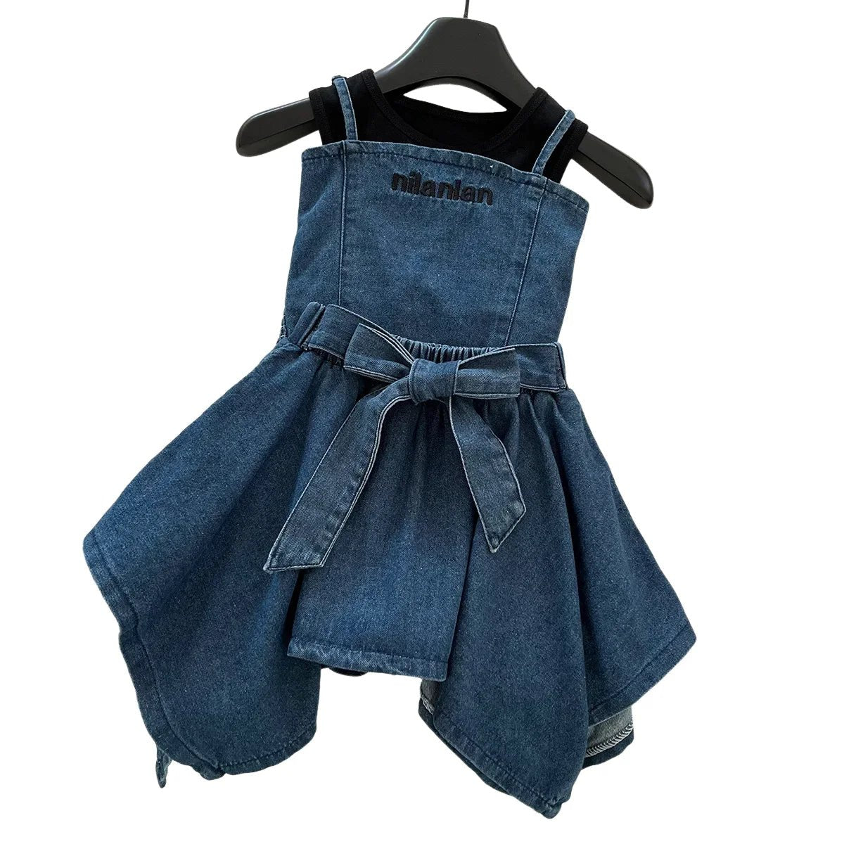 3PCS Summer Fashion Denim Style Toddler Girl Denim Set Embroidered Top & Skirt Cute Trendy Outfit 2 - 10 Years Old Girls Outfit - Avero