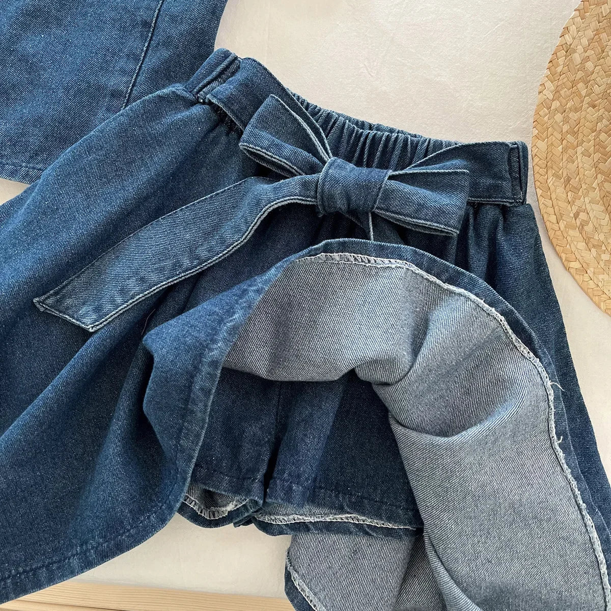3PCS Summer Fashion Denim Style Toddler Girl Denim Set Embroidered Top & Skirt Cute Trendy Outfit 2 - 10 Years Old Girls Outfit - Avero