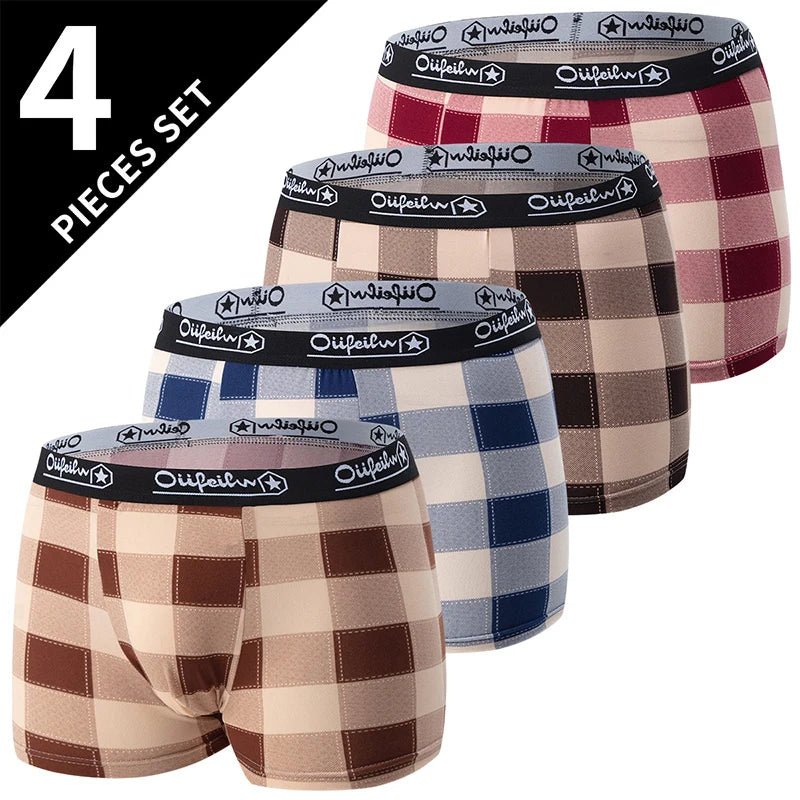 4 Pack men's fashion printed underwear for leisure and comfort, plus size underwear for teenagers, swimming trunks max 5XL.6XL - Avero
