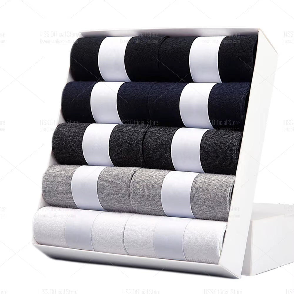 5/10 Pairs Men'S Cotton Blend Socks Black Business Men Socks Soft Breathable Summer Winter for Male Socks plus Size (6.5 - 14) - Avero