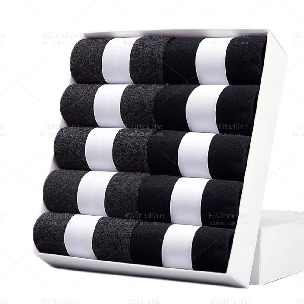 5/10 Pairs Men'S Cotton Blend Socks Black Business Men Socks Soft Breathable Summer Winter for Male Socks plus Size (6.5 - 14) - Avero