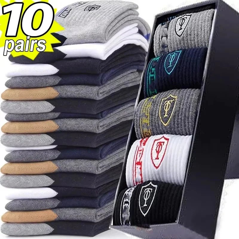 5Pairs/Lot Men's Socks Mid - tube Socks Absorb Sweat Running Professional Sports Socks Breathable Outdoor Basketball Riding Socks - Avero