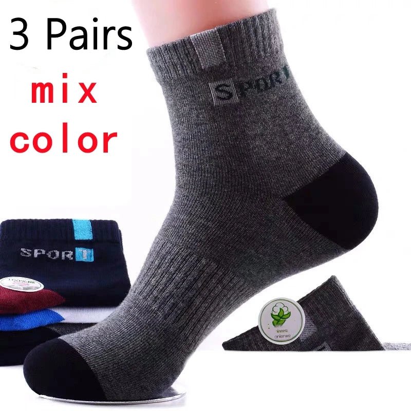 5Pairs/Lot Men's Socks Mid - tube Socks Absorb Sweat Running Professional Sports Socks Breathable Outdoor Basketball Riding Socks - Avero