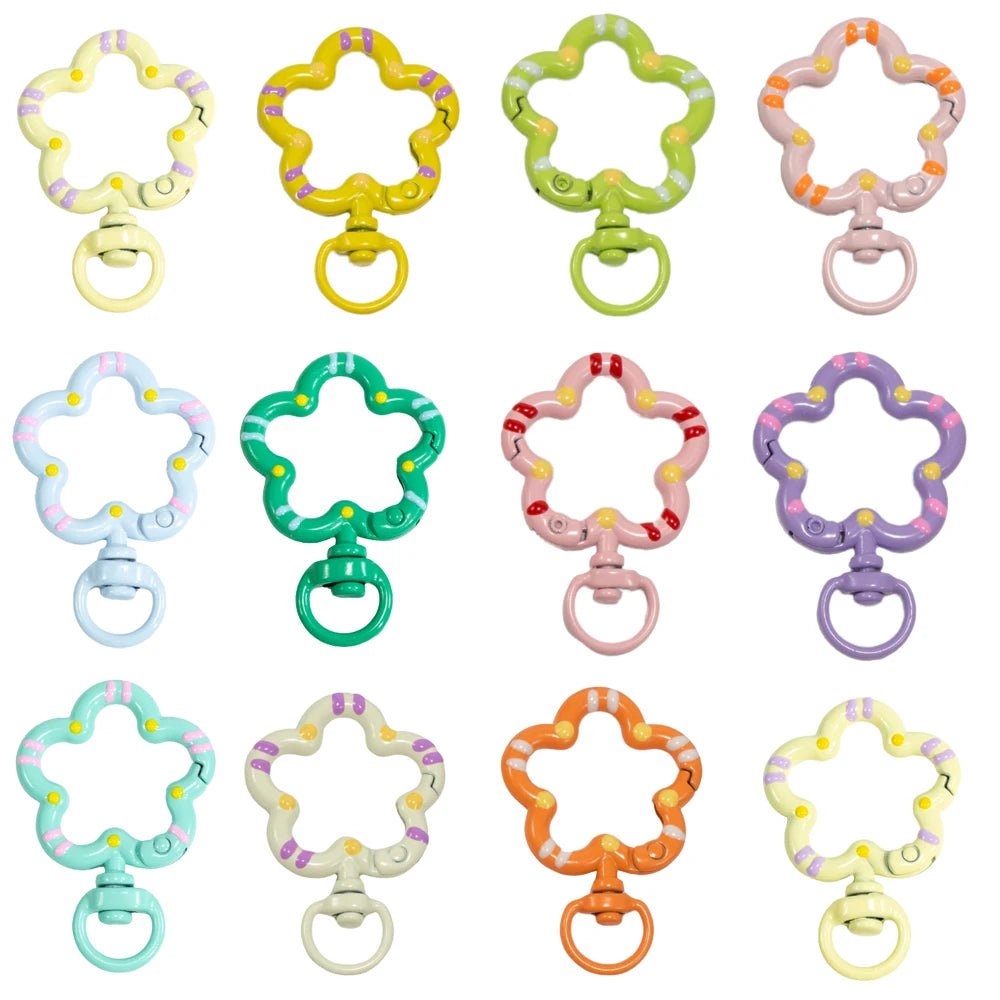5pcs Flower Metal Lobster Claw Clasps Swivel Lanyards Trigger Snap Hooks Strap Connector for Bag Key Chains Rings Jewelry Making - Avero