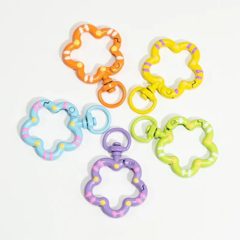 5pcs Flower Metal Lobster Claw Clasps Swivel Lanyards Trigger Snap Hooks Strap Connector for Bag Key Chains Rings Jewelry Making - Avero
