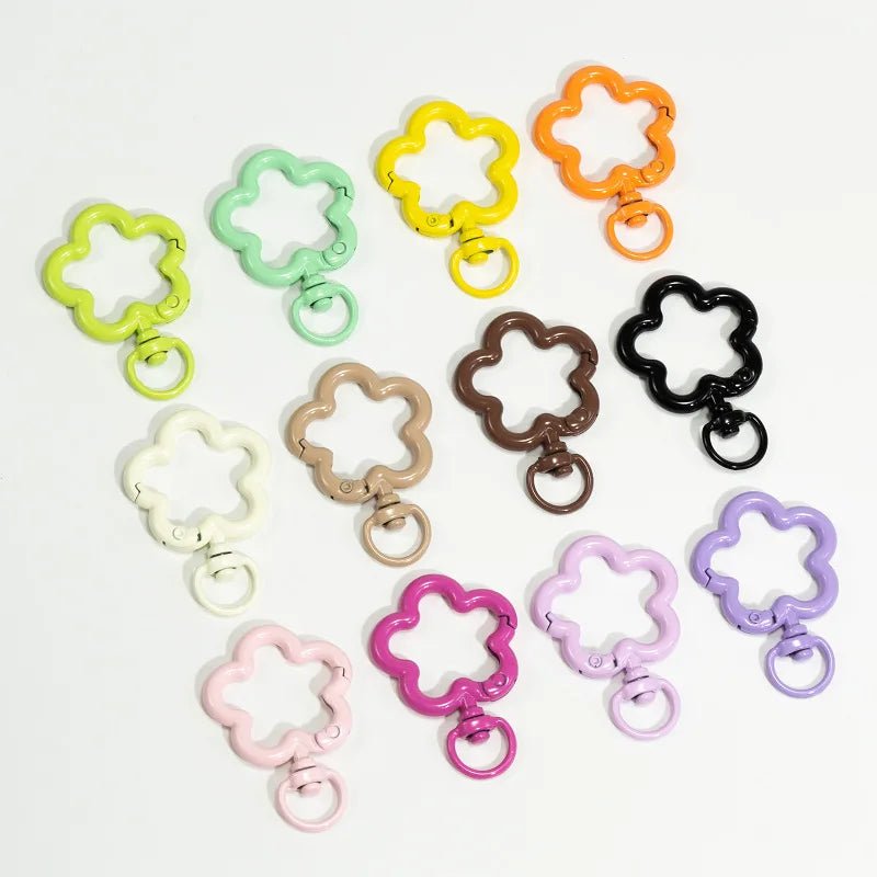 5pcs Flower Metal Lobster Claw Clasps Swivel Lanyards Trigger Snap Hooks Strap Connector for Bag Key Chains Rings Jewelry Making - Avero
