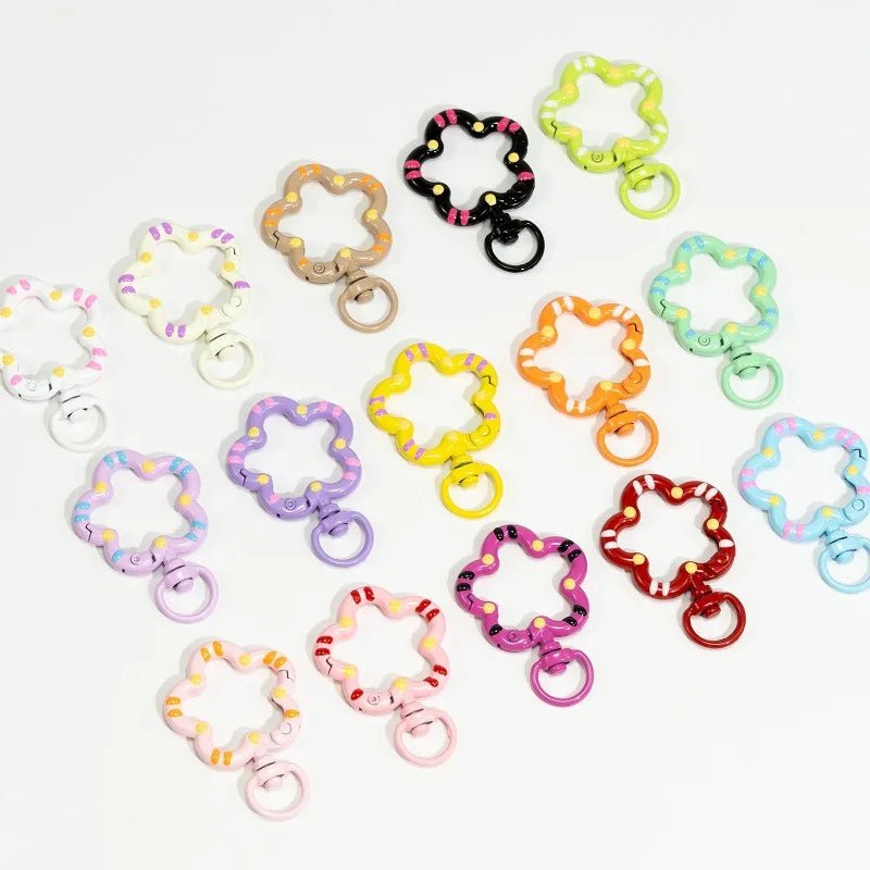5pcs Flower Metal Lobster Claw Clasps Swivel Lanyards Trigger Snap Hooks Strap Connector for Bag Key Chains Rings Jewelry Making - Avero