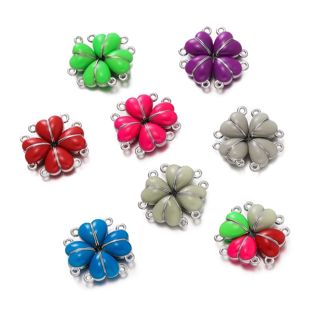 5Sets Glow Colorful Love Heart Magnetic Connected Clasps Charm for DIY Couple Bracelets Necklaces Jewelry Making Accessories - Avero