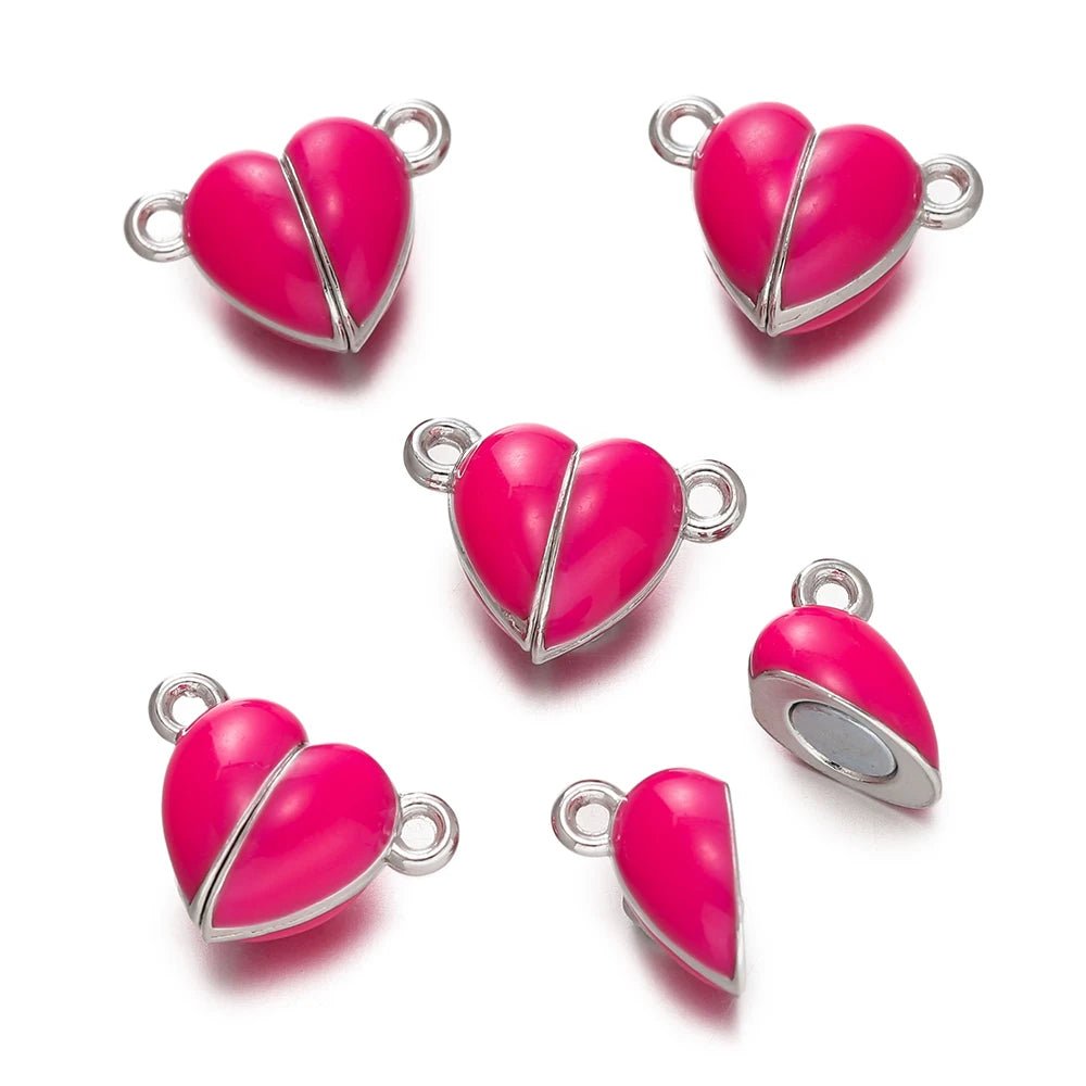 5Sets Glow Colorful Love Heart Magnetic Connected Clasps Charm for DIY Couple Bracelets Necklaces Jewelry Making Accessories - Avero