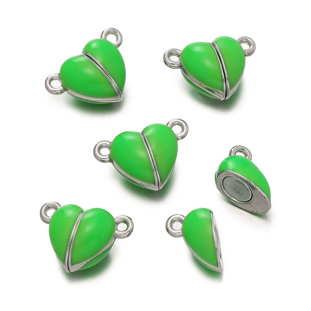 5Sets Glow Colorful Love Heart Magnetic Connected Clasps Charm for DIY Couple Bracelets Necklaces Jewelry Making Accessories - Avero