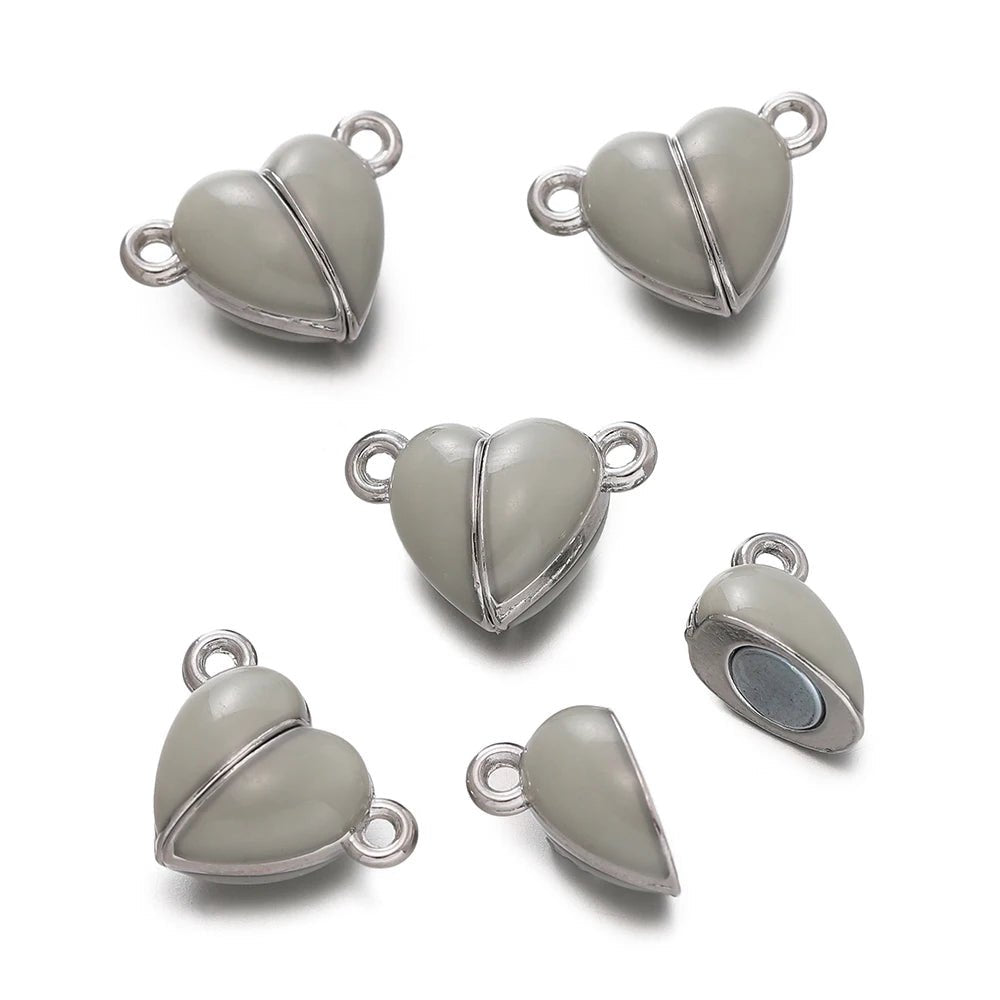 5Sets Glow Colorful Love Heart Magnetic Connected Clasps Charm for DIY Couple Bracelets Necklaces Jewelry Making Accessories - Avero