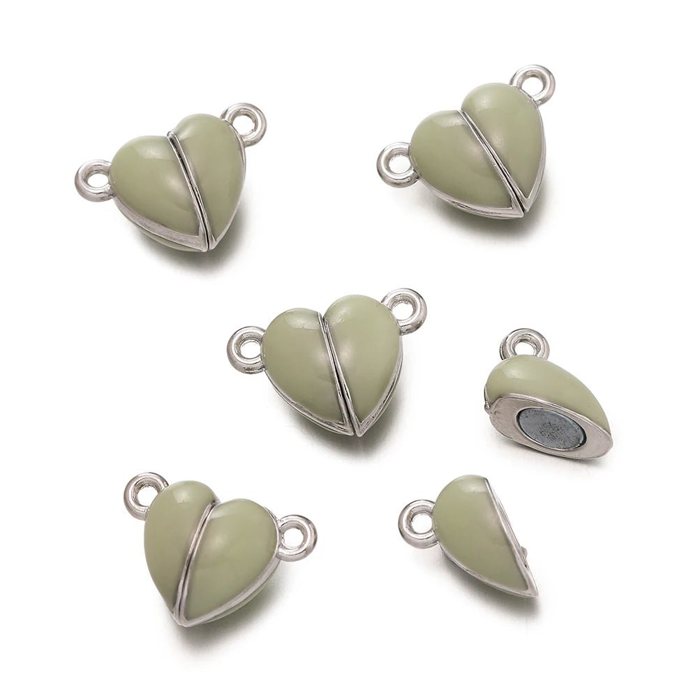 5Sets Glow Colorful Love Heart Magnetic Connected Clasps Charm for DIY Couple Bracelets Necklaces Jewelry Making Accessories - Avero