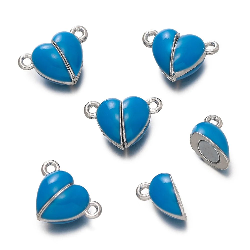 5Sets Glow Colorful Love Heart Magnetic Connected Clasps Charm for DIY Couple Bracelets Necklaces Jewelry Making Accessories - Avero