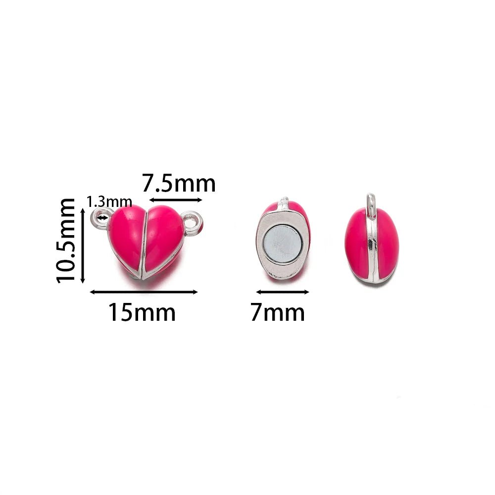 5Sets Glow Colorful Love Heart Magnetic Connected Clasps Charm for DIY Couple Bracelets Necklaces Jewelry Making Accessories - Avero