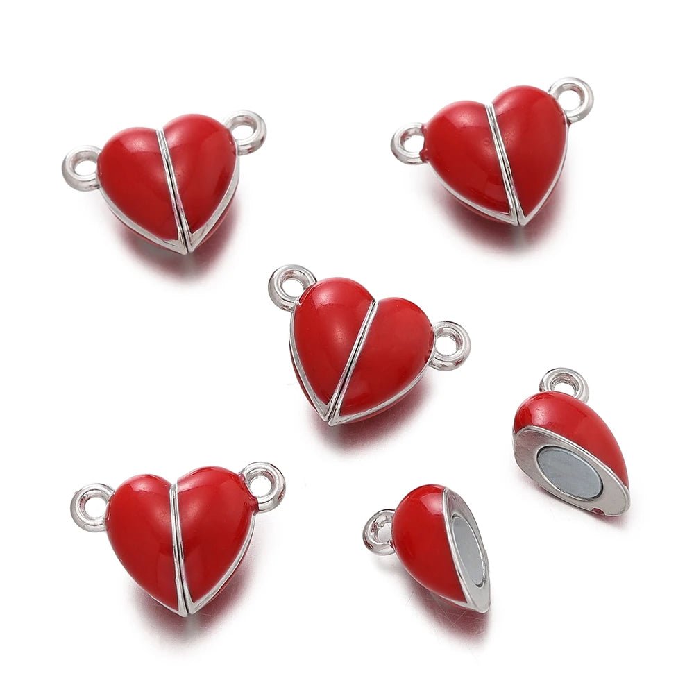 5Sets Glow Colorful Love Heart Magnetic Connected Clasps Charm for DIY Couple Bracelets Necklaces Jewelry Making Accessories - Avero