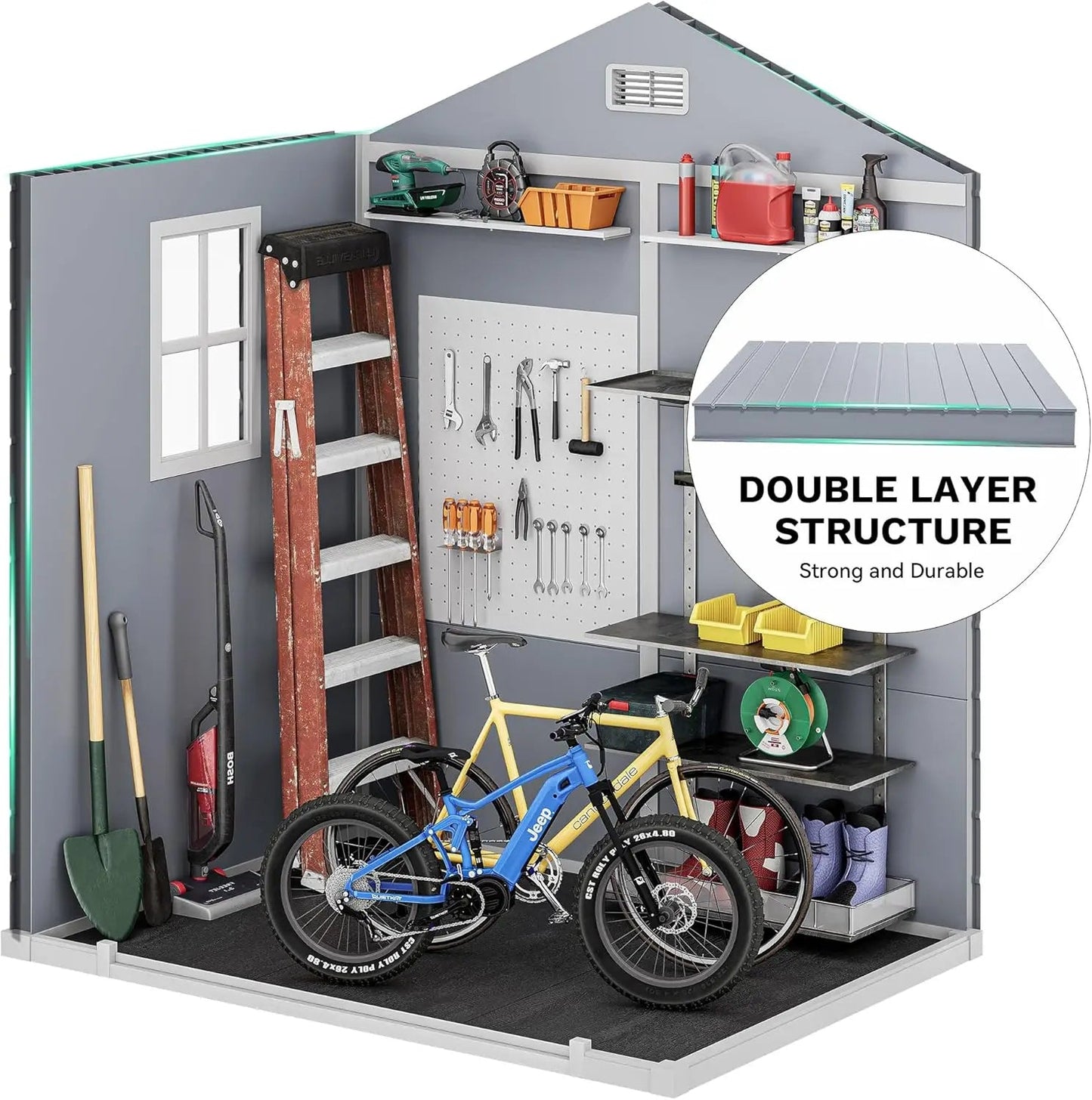 6x4.4 FT Outdoor Resin Storage Shed with Reinforced Floor, All - Weather Bike Shed with Lockable Door, Window and Vent, W - Avero