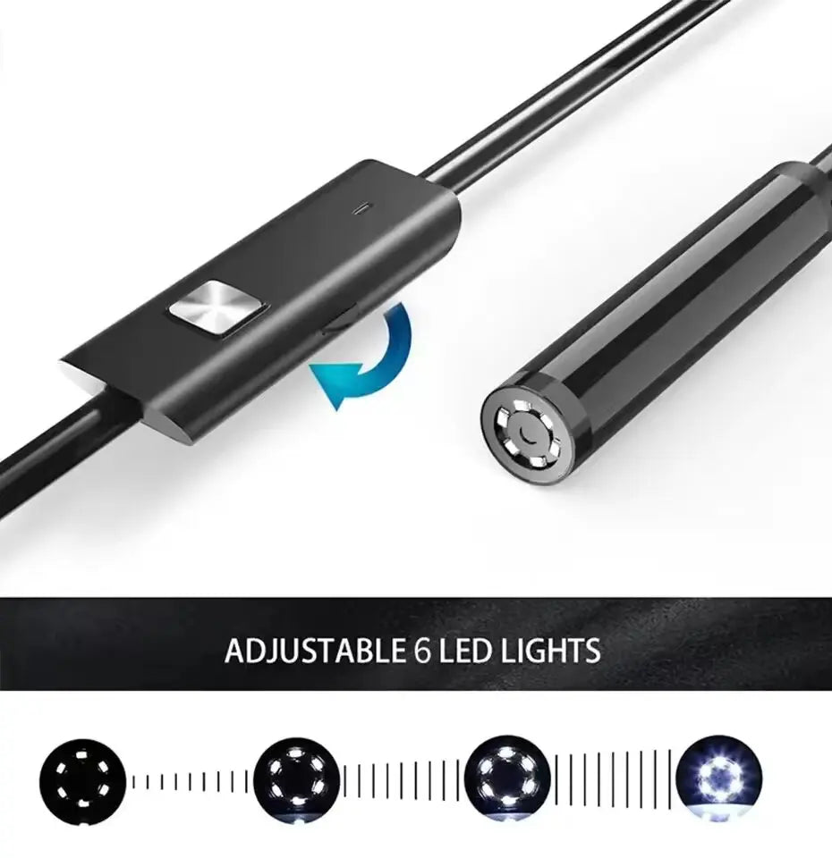 7.0MM TYPE - C Endoscope Camera IP67 Waterproof 6 Leds Adjustable USB Android Flexible Inspection Borescope Cameras for Phone PC - Avero