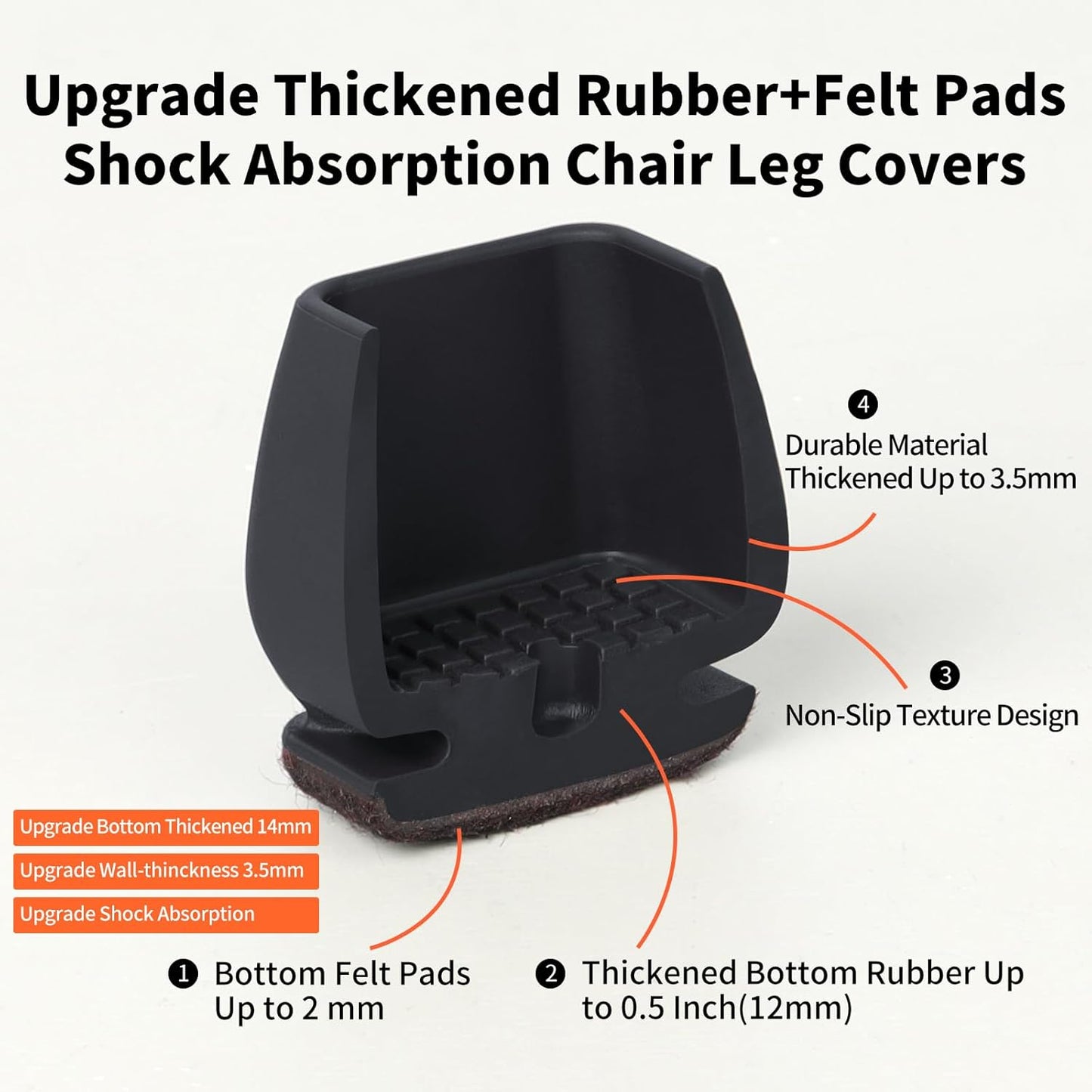 8PCS Chair Leg Floor Protector Foot Cover Diagonal with Thick Wrap Felt Pads Silicone Furniture Table Feet No Scratches for Desk - Avero