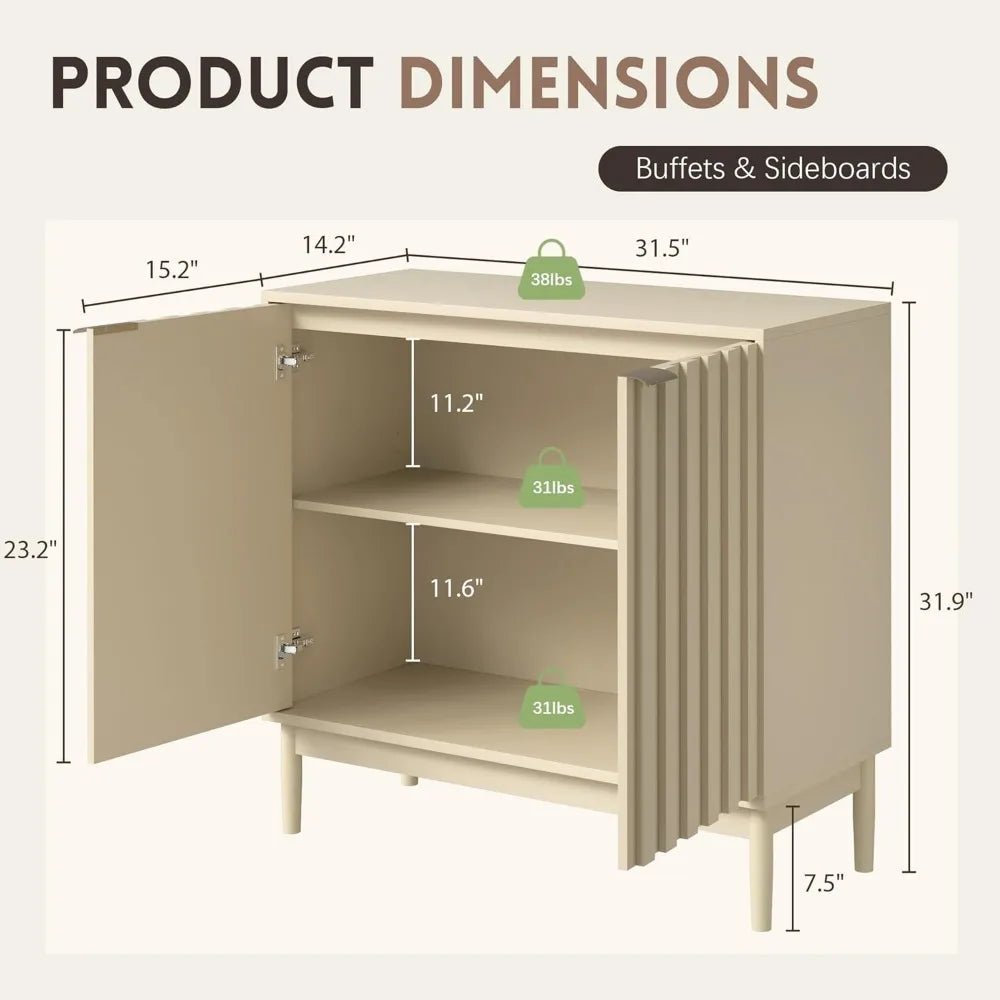 Adjustable Shelf Kitchen Buffet Cabinet with Storage and Sideboard Door for Accent Furniture - Avero