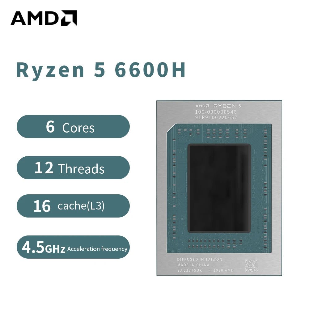 AMD R5 6600H Laptop CPU Ryzen 5 6600H Processor 4.5GHz 6 - Core 12 - Thread 3MB Game Cache 6NM TDP 45W FP7 Gaming CPU 100 - 000000546 - Avero