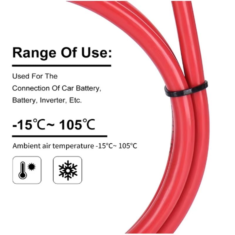 Battery Inverter Cable Set with Terminals 8/6AWG Stranded Copper Cord Solar Power Connection Wire with Lug - Avero