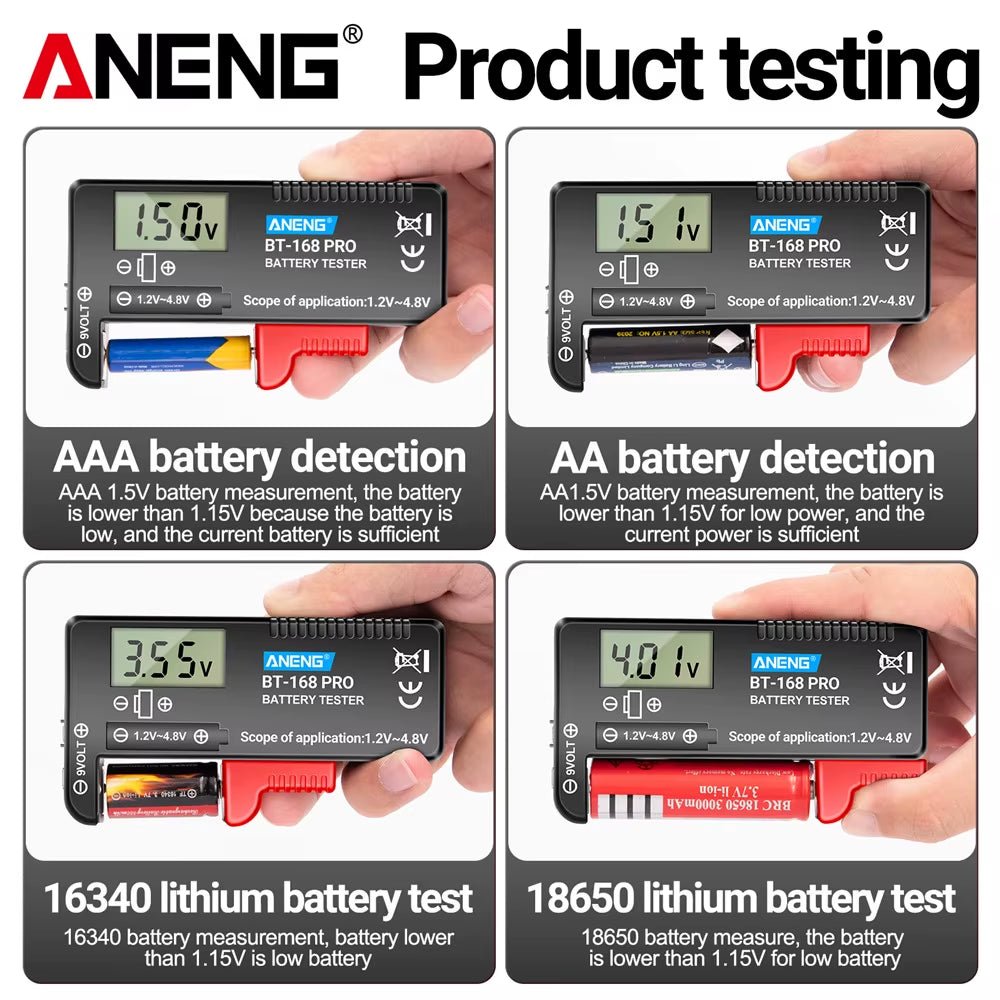 BT - 168 PRO Digital Lithium Battery Capacity Tester Checkered Load Analyzer Display Check AAA AA Button Cell Universal Test - Avero
