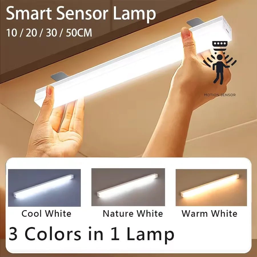 Cabinet Light USB Rechargeable Motion Sensor LED Bar Light Induction Night Light Portable Kitchen Bedside Wardrobe Closet Aisle - Avero