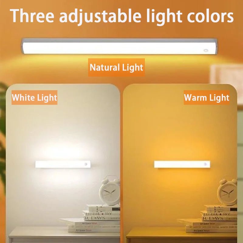 Cabinet Light USB Rechargeable Motion Sensor LED Bar Light Induction Night Light Portable Kitchen Bedside Wardrobe Closet Aisle - Avero