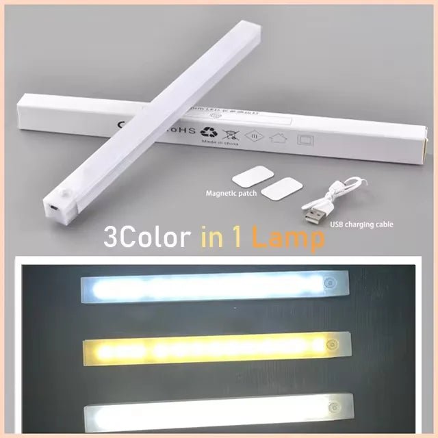 Cabinet Light USB Rechargeable Motion Sensor LED Bar Light Induction Night Light Portable Kitchen Bedside Wardrobe Closet Aisle - Avero