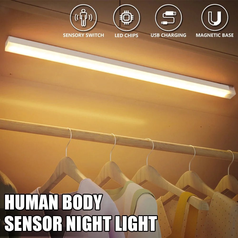 Cabinet Light USB Rechargeable Motion Sensor LED Bar Light Induction Night Light Portable Kitchen Bedside Wardrobe Closet Aisle - Avero