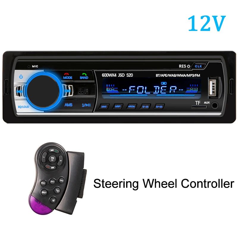 Car Radio 1 Din Stereo Player Digital Bluetooth Car MP3 Player 60Wx4 FM Radio Stereo Audio Music USB/SD with in Dash AUX Input - Avero