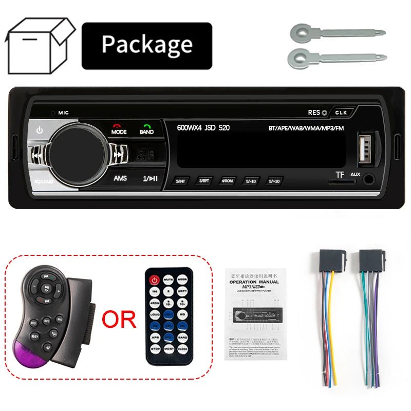Car Radio 1 Din Stereo Player Digital Bluetooth Car MP3 Player 60Wx4 FM Radio Stereo Audio Music USB/SD with in Dash AUX Input - Avero