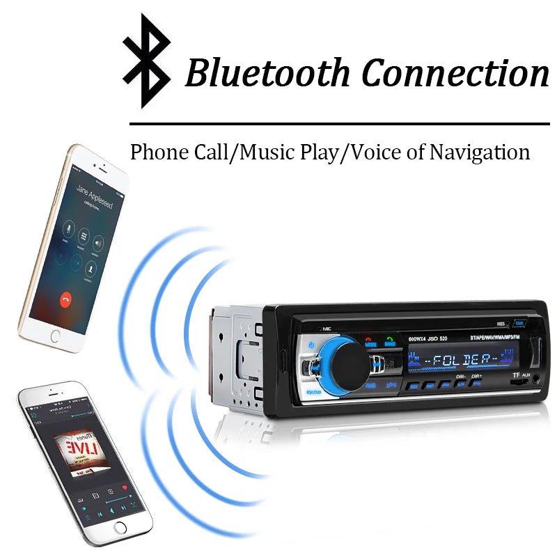 Car Radio 1 Din Stereo Player Digital Bluetooth Car MP3 Player 60Wx4 FM Radio Stereo Audio Music USB/SD with in Dash AUX Input - Avero