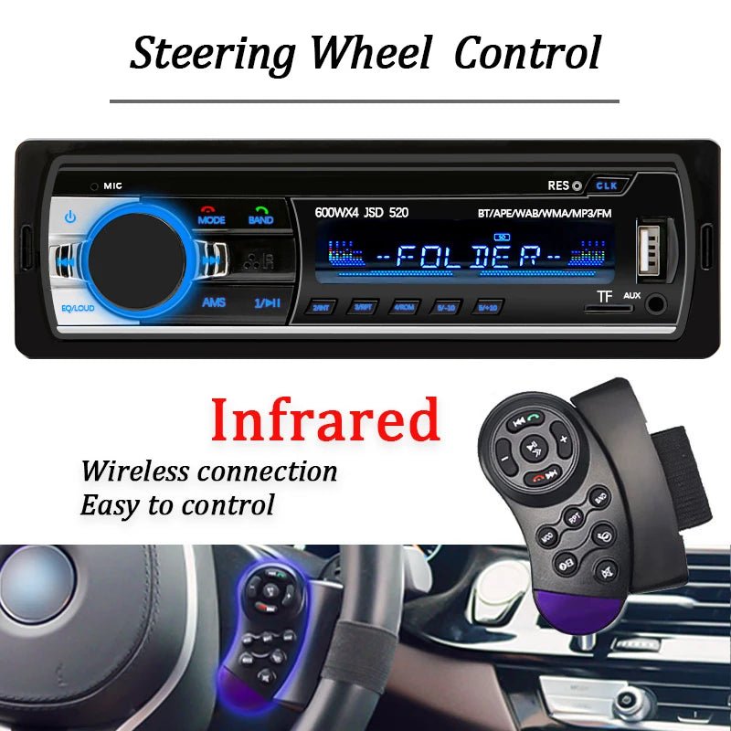 Car Radio 1 Din Stereo Player Digital Bluetooth Car MP3 Player 60Wx4 FM Radio Stereo Audio Music USB/SD with in Dash AUX Input - Avero