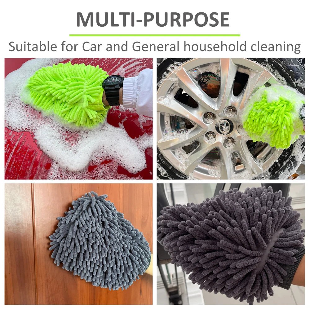 Car Wash Gloves Chenille Glove Plush Rags Thickened double - sided Car Supplies Cleaning Tools Auto Acessories Car Detailing - Avero