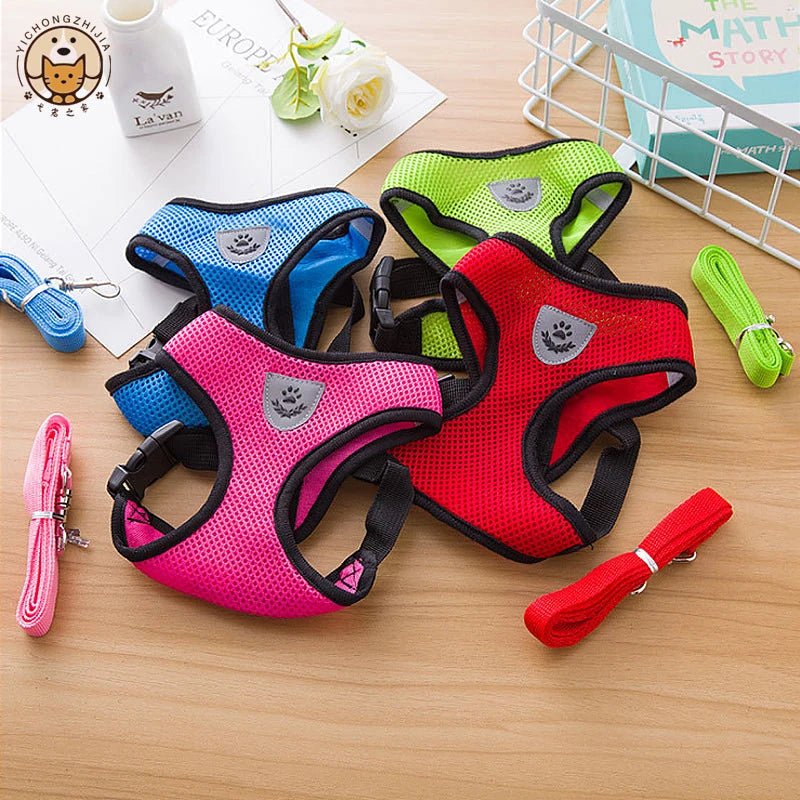 Cat Harness Vest Walking Lead Leash For Puppy dog Collar Polyester Adjustable Mesh Dog Harness For Small Medium Pet Accessories - Avero