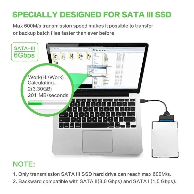 Coolcirc USB 3.0 To Sata Cable For 2.5 Inch External HDD SSD Hard Drive Adapter SATA To USB Hard Disk Adapter Cable - Avero