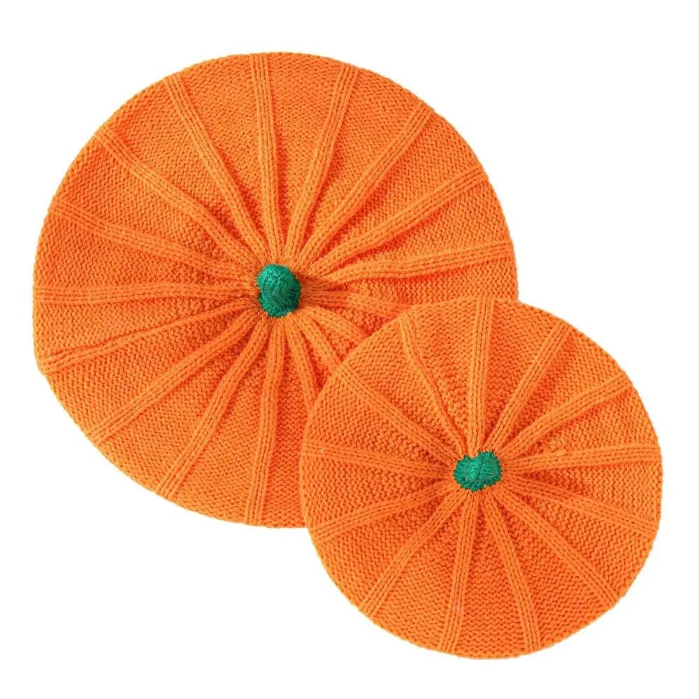 Cute Orange Pumpkin Beret Painter Hat Octagonal Cap Knitted Hat Peaked Cap Artist Hat Parent - Child Hat Ladies - Avero