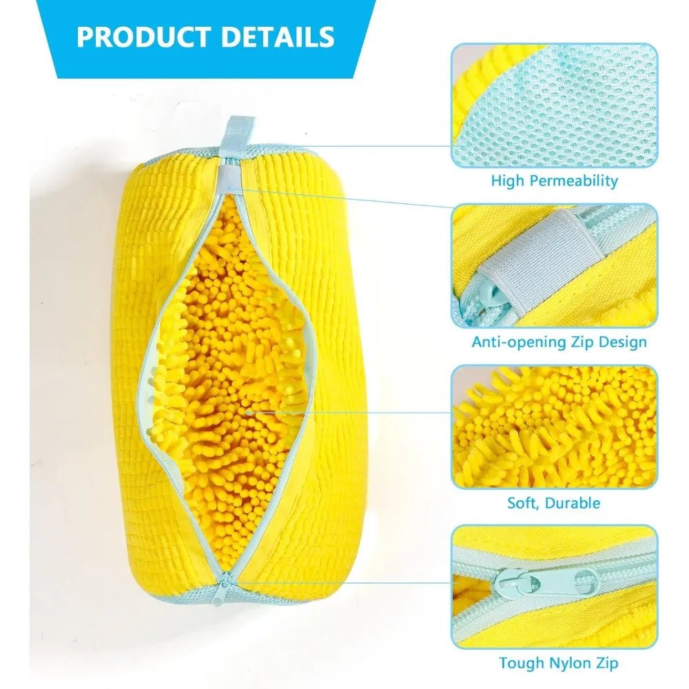 Durable Shoe Washing Machine Bag for All Shoe Types - Yellow with Blue Zipper,Ideal for Sneakers and Casual Shoes,Laundry Wash Bag - Avero