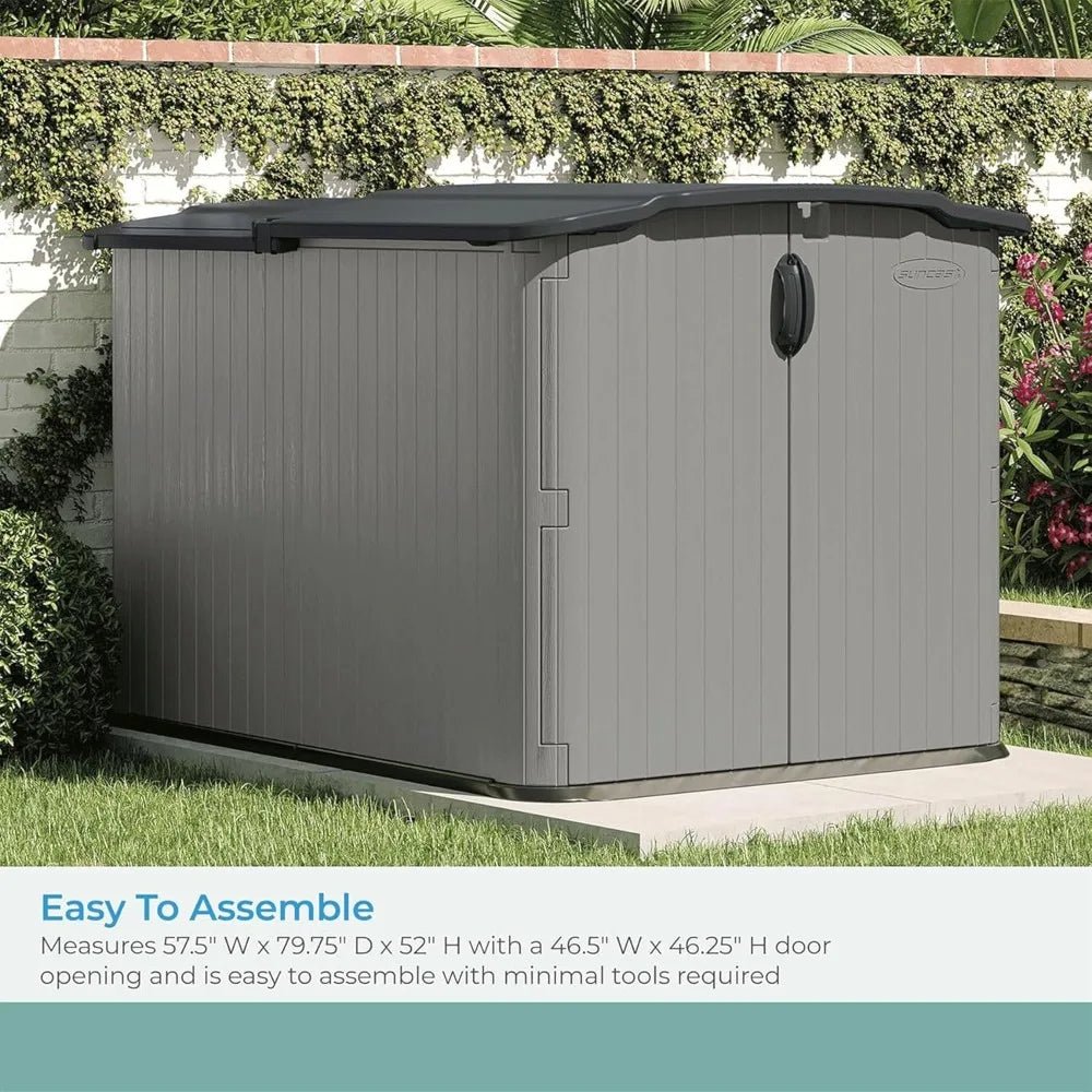 Glidetop Horizontal Outdoor Storage Shed with Pad - Lockable Sliding Lid and Doors, All - Weather Shed for Yard Storage, 57.5" W x - Avero