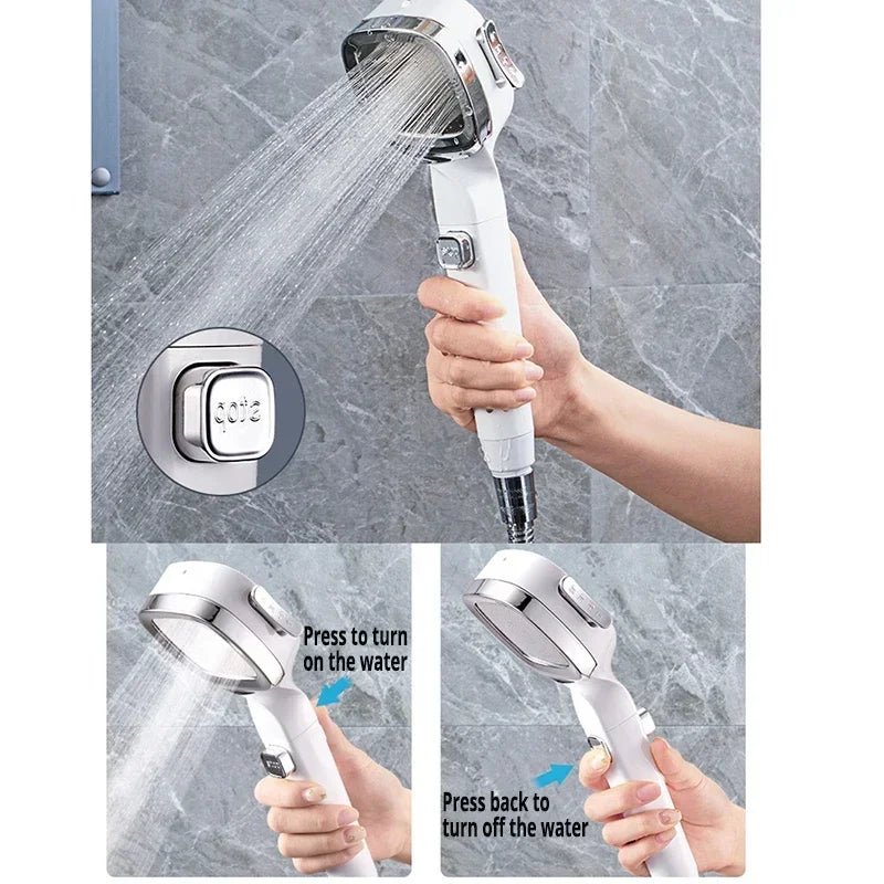 High Pressure Shower Head Water Saving 3 Modes Shower Heads Adjustable One - Key Stop Water Massage Sprayer Bathroom Accessories - Avero