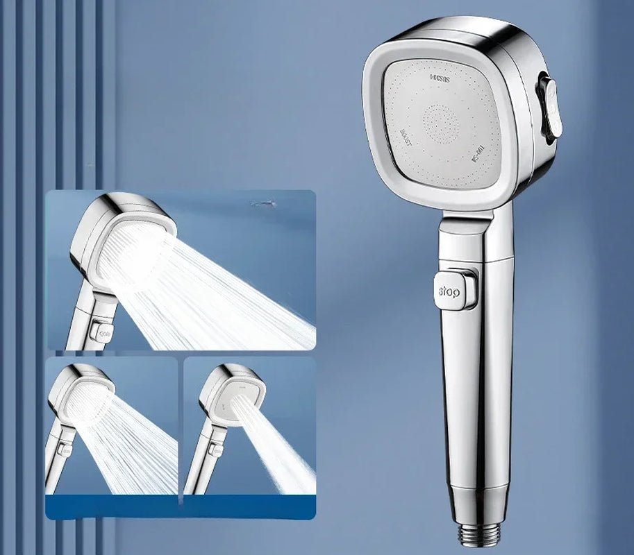 High Pressure Shower Head Water Saving 3 Modes Shower Heads Adjustable One - Key Stop Water Massage Sprayer Bathroom Accessories - Avero